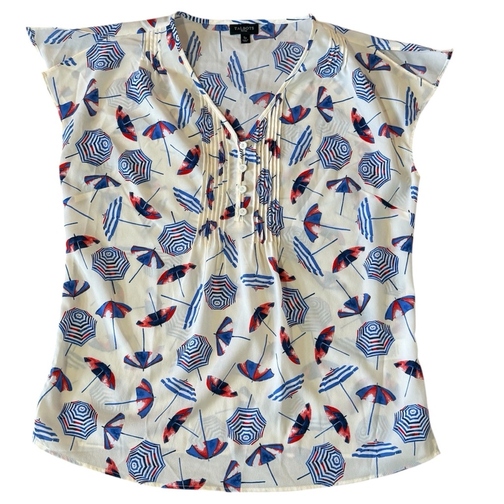 Talbots Womens Shirt Size-Small Petite Summer Travel Vacation‎ Office Umbrella